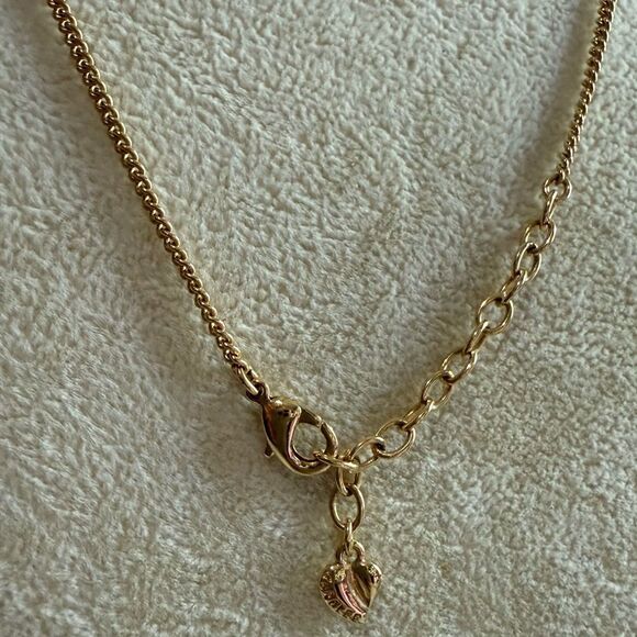 CAROLEE Vintage Gold Necklace with Brown Crystals & Heart Tag – 18” Total - Picture 16 of 17